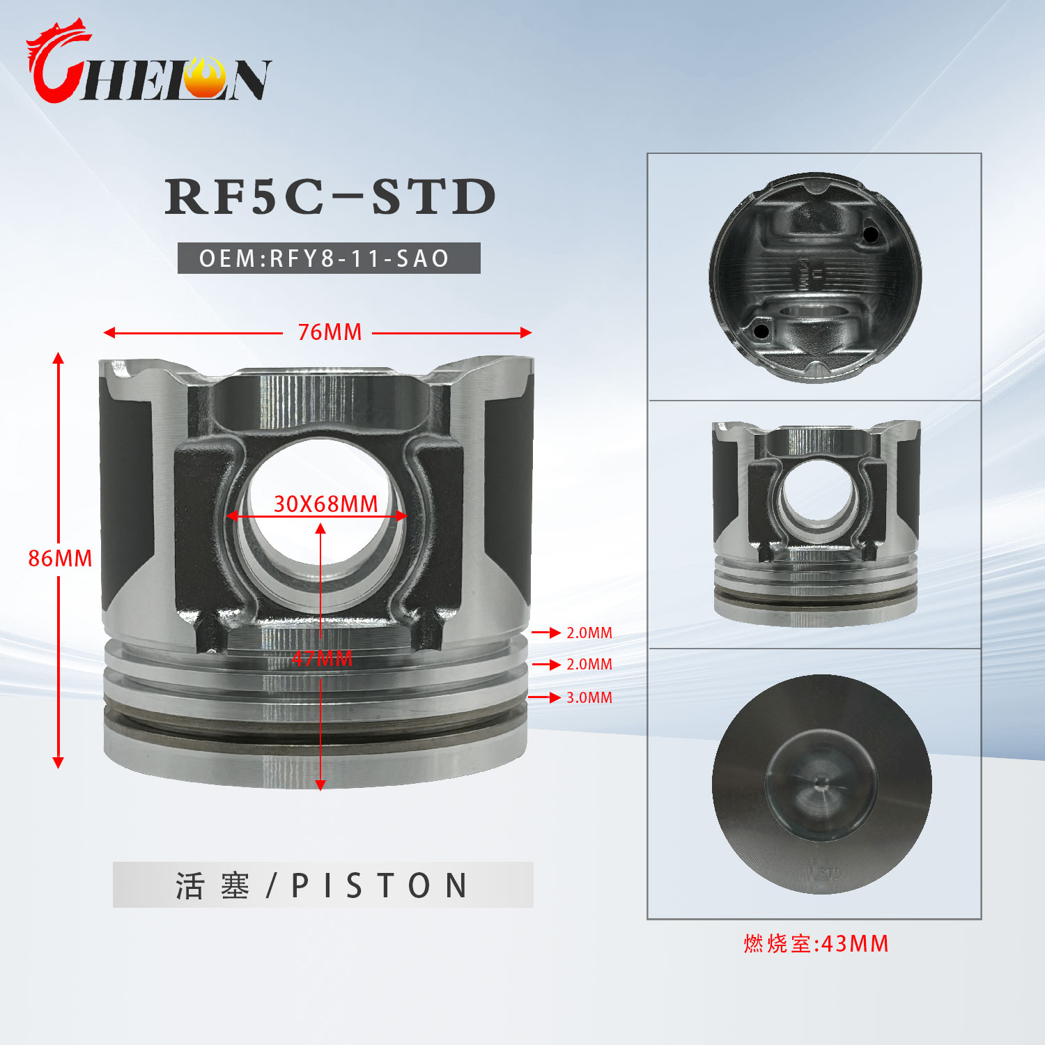 T3500 Engine Piston RFY2-11-SA0 RFY7-11-SA0A RFY8-11-SA0 SE01-23-200A K6Z1-11-SAO SL07-23-200 SL0123200A SL01-23-200A