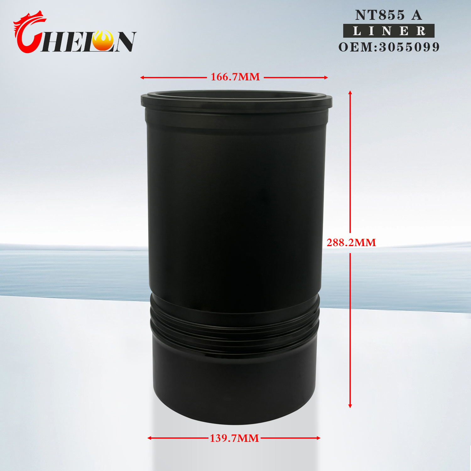 Cummins 855, N14, N14E Cylinder Liner with seals, 3801826, 3055099